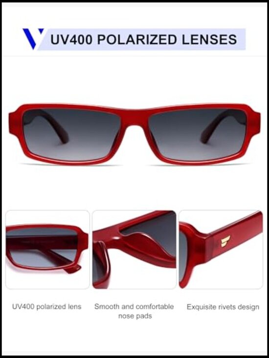 Retro Rectangle Polarized Sunglasses Vintage 90s Small Frame Trendy main image 6